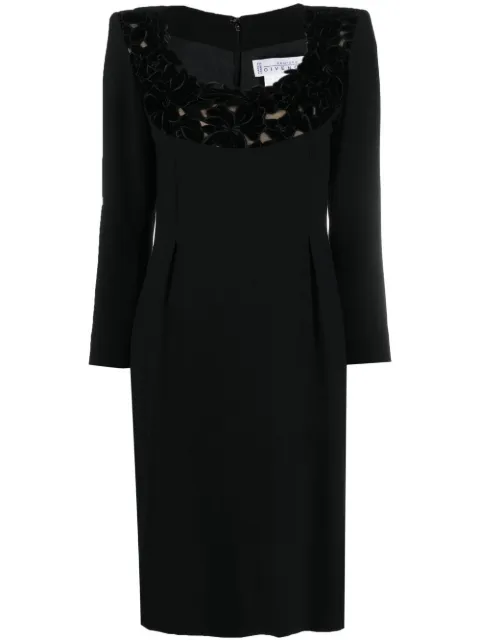 Givenchy Pre-Owned 1990s floral-motif long-sleeved dress Black HOLAGIV120