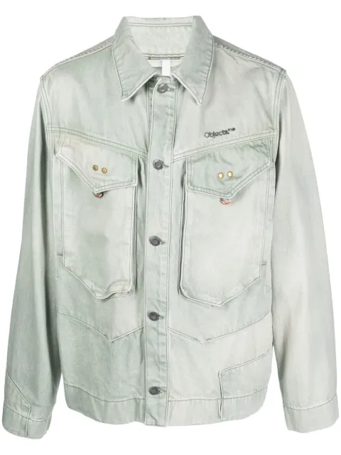 OBJECTS IV LIFE logo-embroidered denim jacket Green OBJ001201010422