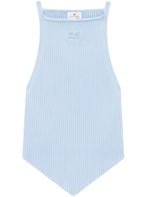 Courrèges Pointy rib-knit tank top Blue 123MTO042FI0001