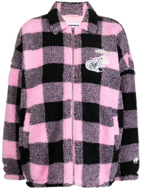 AAPE BY *A BATHING APE® Moonface plaid fleece jacket Pink AJK7567XXJ