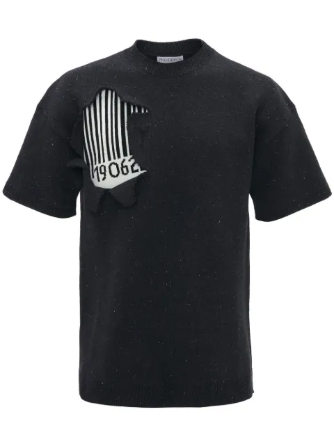 JW Anderson barcode-print short-sleeved sweatshirt Black KW0869YN0236950