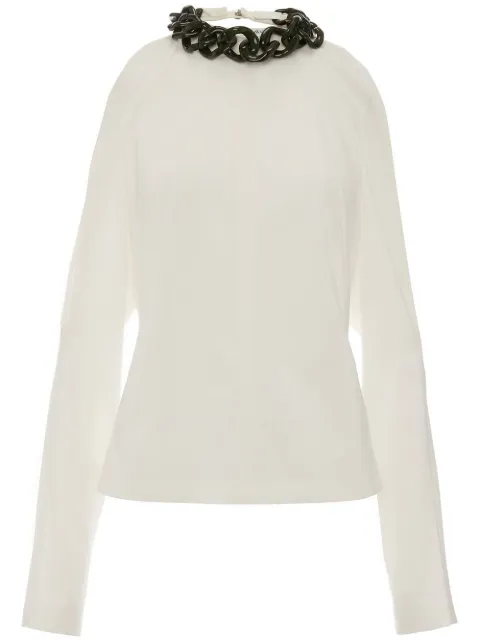 JW Anderson chain-embellished cold-shoulder top White TP0231PG1132