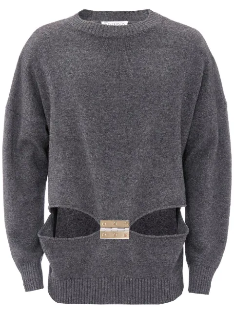 JW Anderson hinge-embellished cut-out jumper Grey KW0845YN0201990