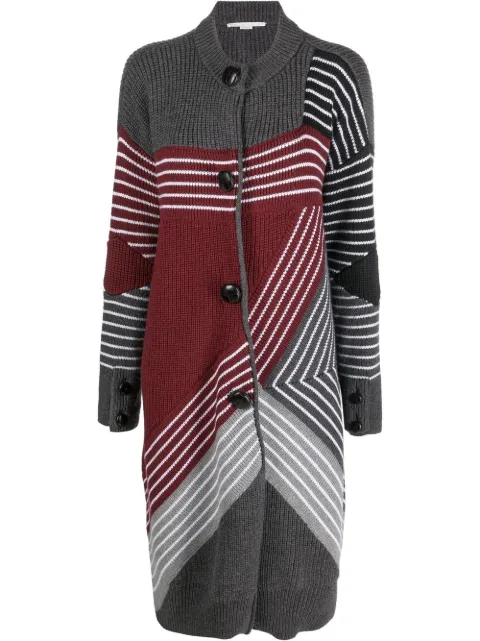 Stella McCartney S by S 3D striped virgin wool cardi-coat Grey 6K02563S2359