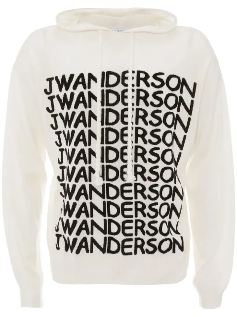 JW Anderson logo-print merino hoodie White KW0848YN0170903