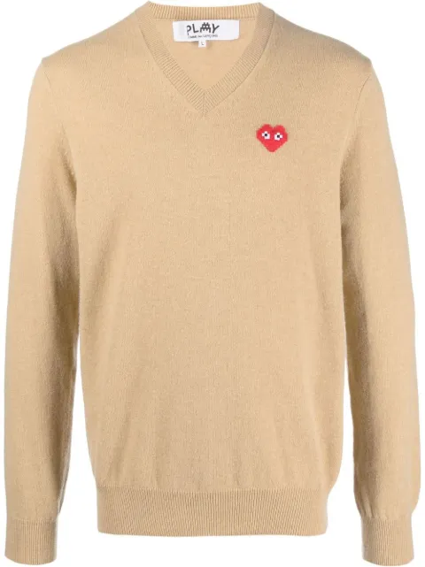 Comme Des Garçons Play heart-patch V-neck sweater Neutrals P1N082051