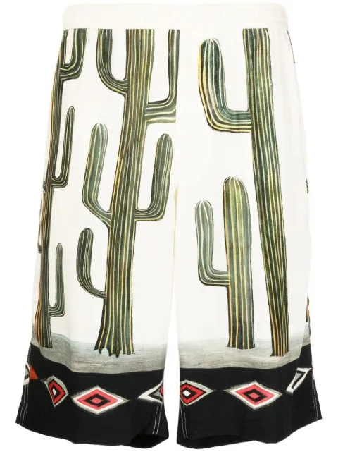 Endless Joy graphic-print rayon shorts Brown BANGBANGSHIRT