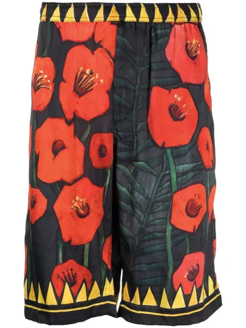 Endless Joy floral-print silk shorts Black VARGASSHORT