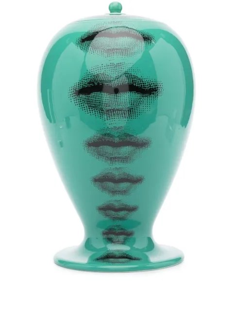 Fornasetti face-print ceramic vase Green FOR10569
