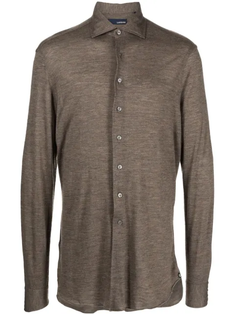 Lardini button-front long-sleeved polo shirt Brown IRMOTOKIIRC1583