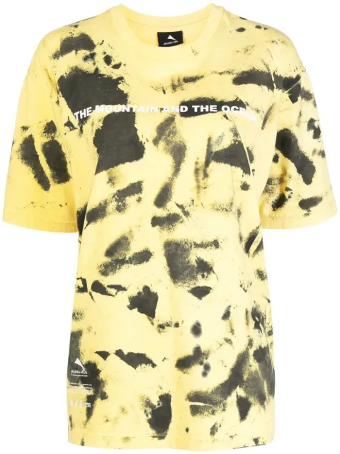 Mauna Kea slogan-print hand-brushed T-shirt Yellow MOU100SR1999