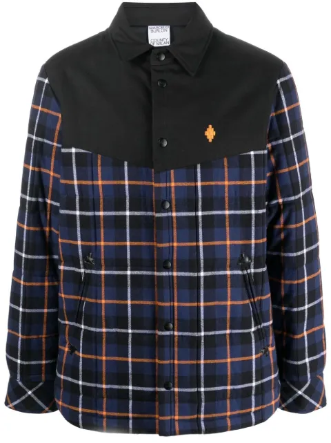 COUNTY OF MILAN checked long-sleeve jacket Blue CMEA181F22FAB0014920