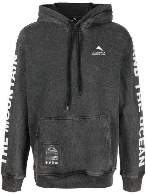 Mauna Kea bleached-effect logo print hoodie Grey MMO624