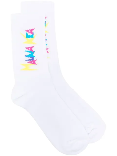 Mauna Kea intarsia-knit logo ankle socks White HERSOC