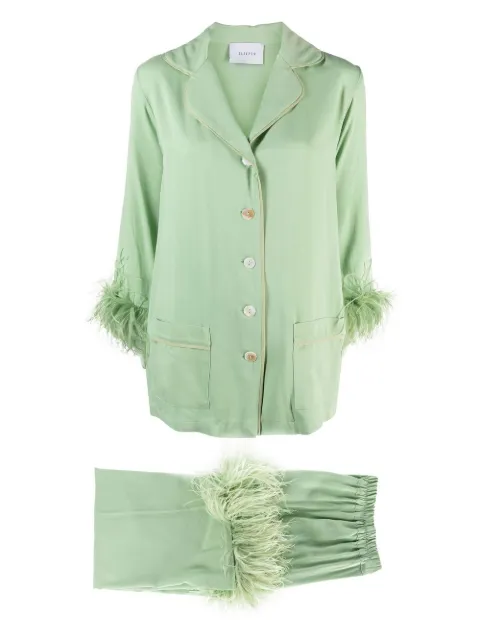 Sleeper Party feather-embellished pajama set Green SH2140P