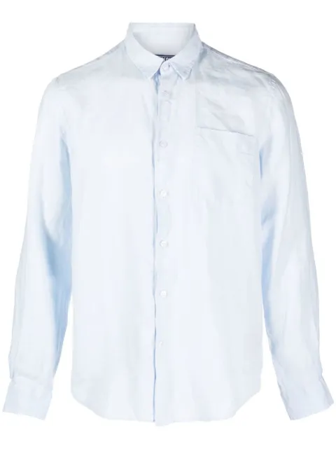 Vilebrequin Caroubis long-sleeved linen shirt Blue CRSH9U10