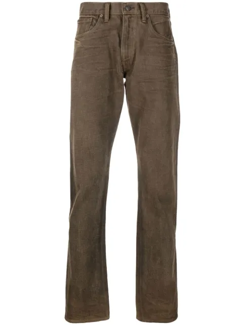 Ralph Lauren RRL bleach-wash straight-leg jeans Brown 782820976