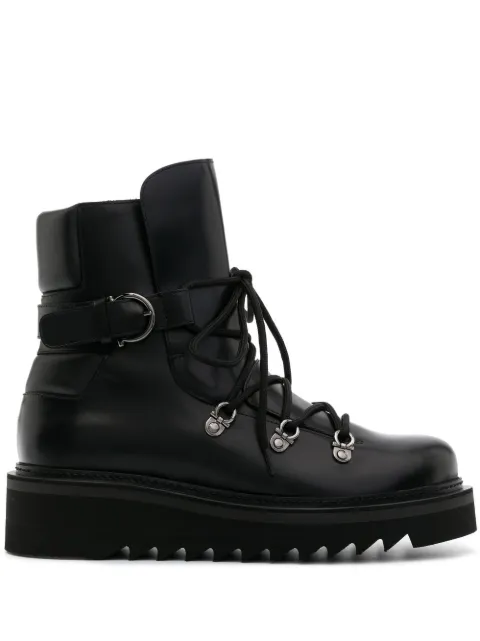 Ferragamo Elimo lace-up leather combat boots Black 756775