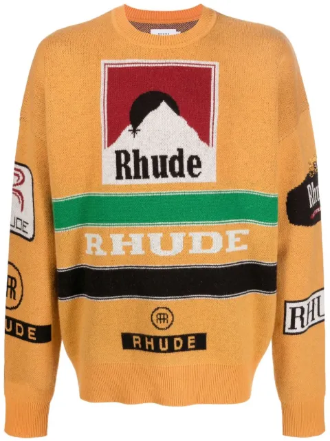 RHUDE intarsia-knit crew neck jumper Orange RHFW22SW03173060