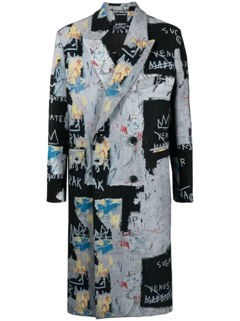 MISBHV graphic-print double-breasted coat Multicolour 122U400BMLC
