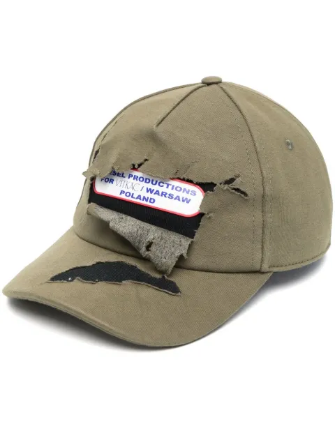Diesel distressed-finish logo-patch cap Green P009890HGAZ