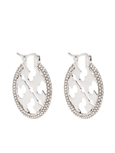 Tory Burch logo round earrings Silver 148178