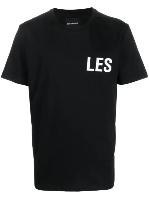 LES HOMMES logo-print short-sleeve T-shirt Black LF2243010700