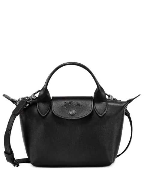 Longchamp mini Le Pliage leather tote bag Black L1500987001