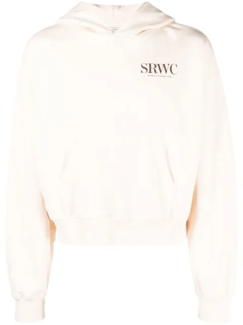 Sporty & Rich logo-print long-sleeve hoodie Neutrals HO621CR