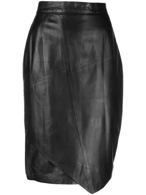 Gianfranco Ferré Pre-Owned 1990s layered leather pencil skirt Black GFFE600HL