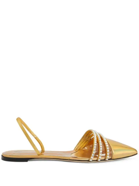 Giuseppe Zanotti Claralie rhinestone-embellished flat pumps Gold E350003002