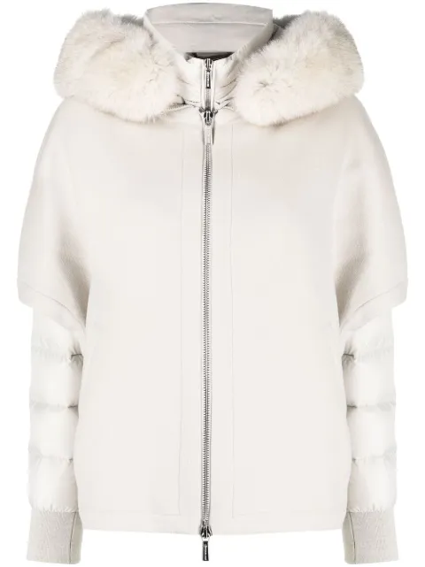 Moorer layered hooded jacket Neutrals MODGI300009TEPA348