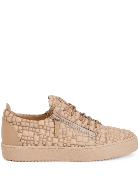 Giuseppe Zanotti Frankie 3D detailing double-zip low-top sneakers Brown RM30014004