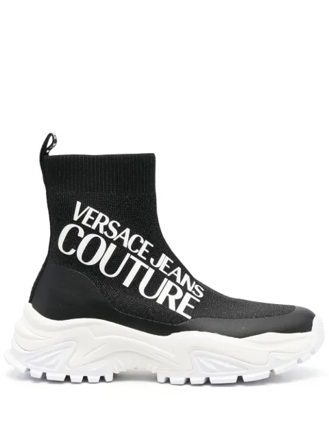 Versace Jeans Couture logo-print sock-style sneakers Black 73VA3SV5ZS427