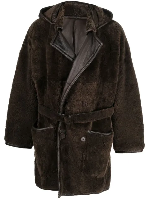 Gianfranco Ferré Pre-Owned 1990s shearling hooded coat Brown GFFE2500SZ