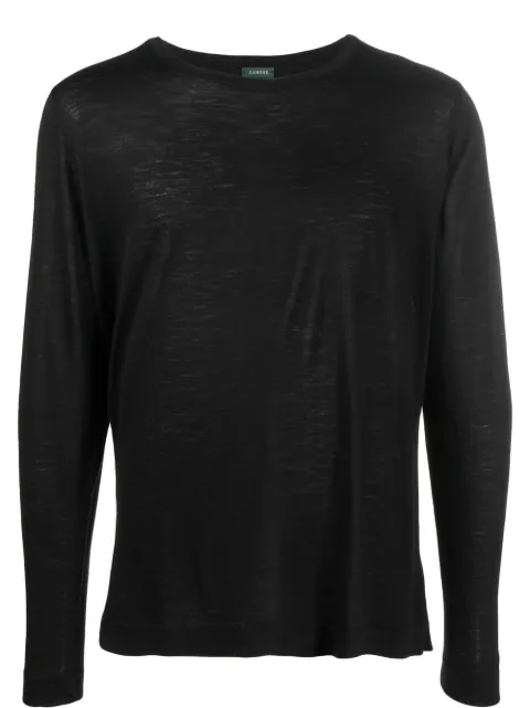Zanone crew-neck virgin-wool T-shirt Black 812522ZM211
