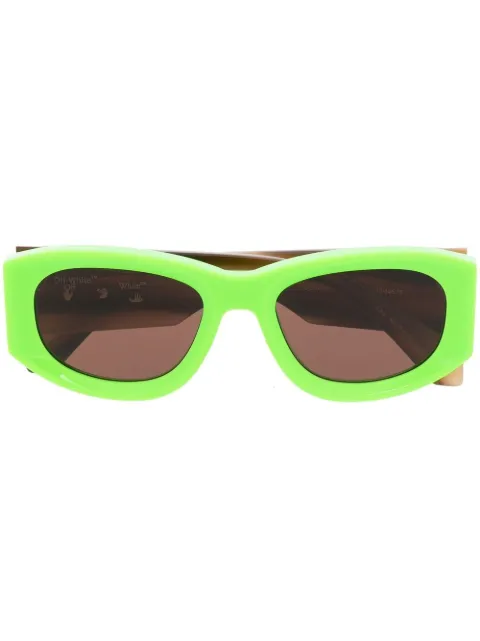 Off-White Eyewear logo-print sunglasses Green OERI041F22PLA001