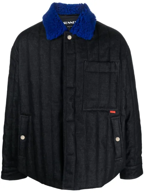 Sunnei contrast-collar padded jacket Blue CRTWXOUW006DEN005