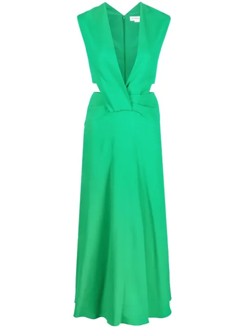 Victoria Victoria Beckham Twist Wrap cut-out detail midi dress Green 1422WDR004199A