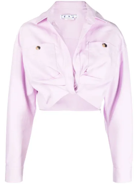 Off-White twisted-front cropped cotton jacket Purple OWGA118F22FAB0033600