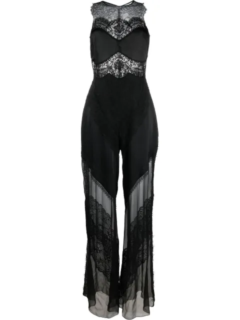 Alberta Ferretti lace-panelled silk jumpsuit Black AEF222M04245117