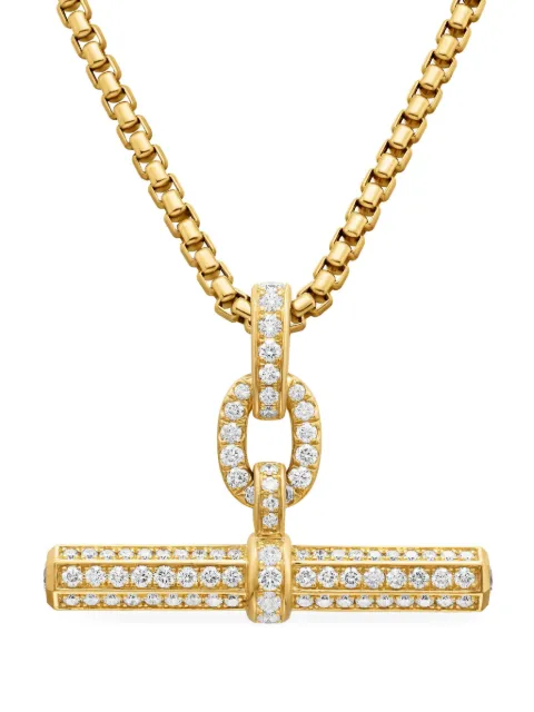 David Yurman 18kt yellow gold Lexington E/W Barrel diamond pendant (36mm) Gold D17405D88ADI