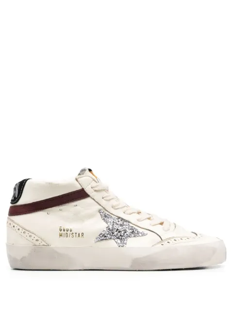Golden Goose Mid Star LTD trainers in white nappa leather with silver glitter star Neutrals GWF00122F003998