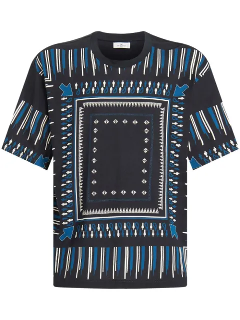 ETRO abstract-print cotton T-Shirt Blue 1Y6999473