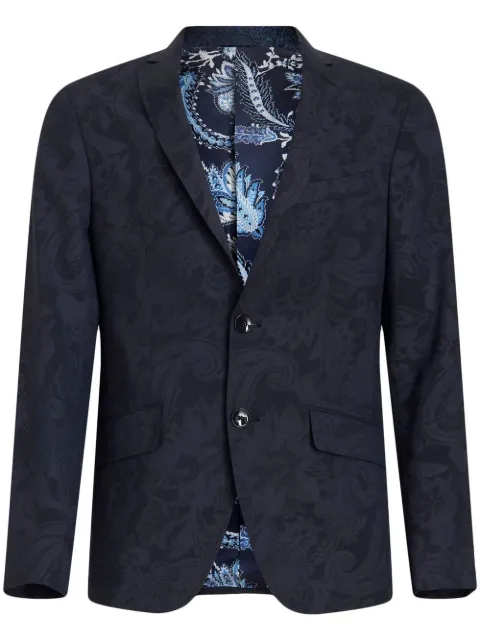 ETRO patterned-jacquard single-breasted blazer Blue 118074014