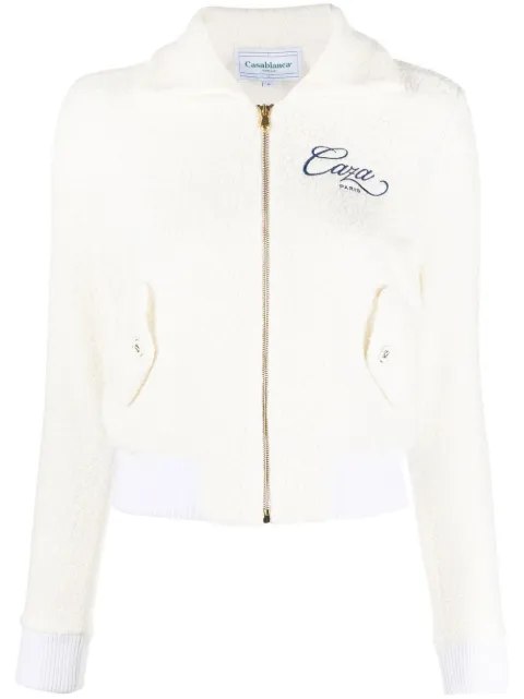 Casablanca embroidered-logo zip-fastening jacket White WF22JTP082