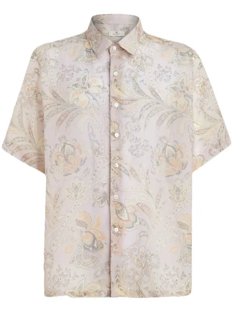 ETRO floral-print short-sleeved shirt Pink 1K9164766