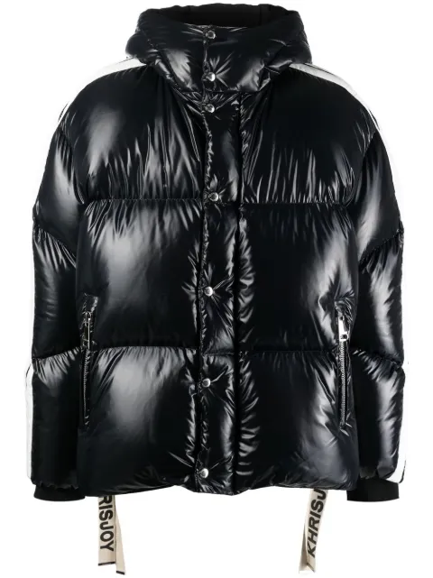 Khrisjoy Puff Track striped down-filled jacket Black DFPM053NYL