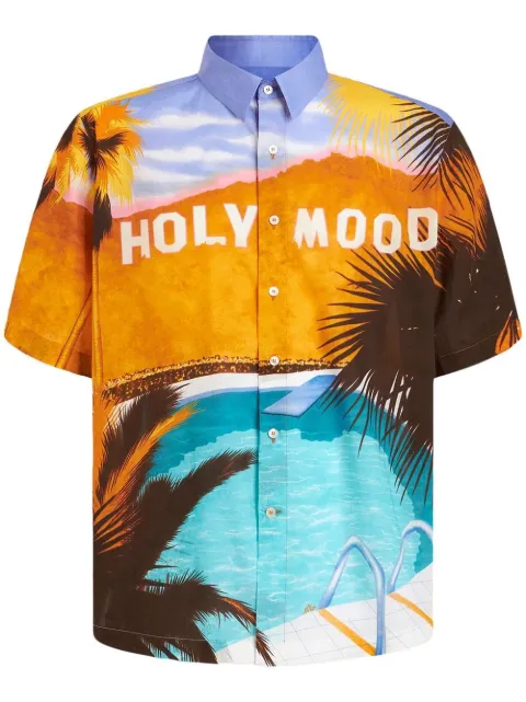 ETRO graphic-print short-sleeve shirt Orange 1K9164770