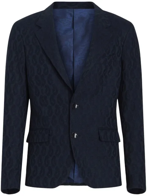 ETRO paisley-jacquard single-breasted blazer Blue 1G5351060